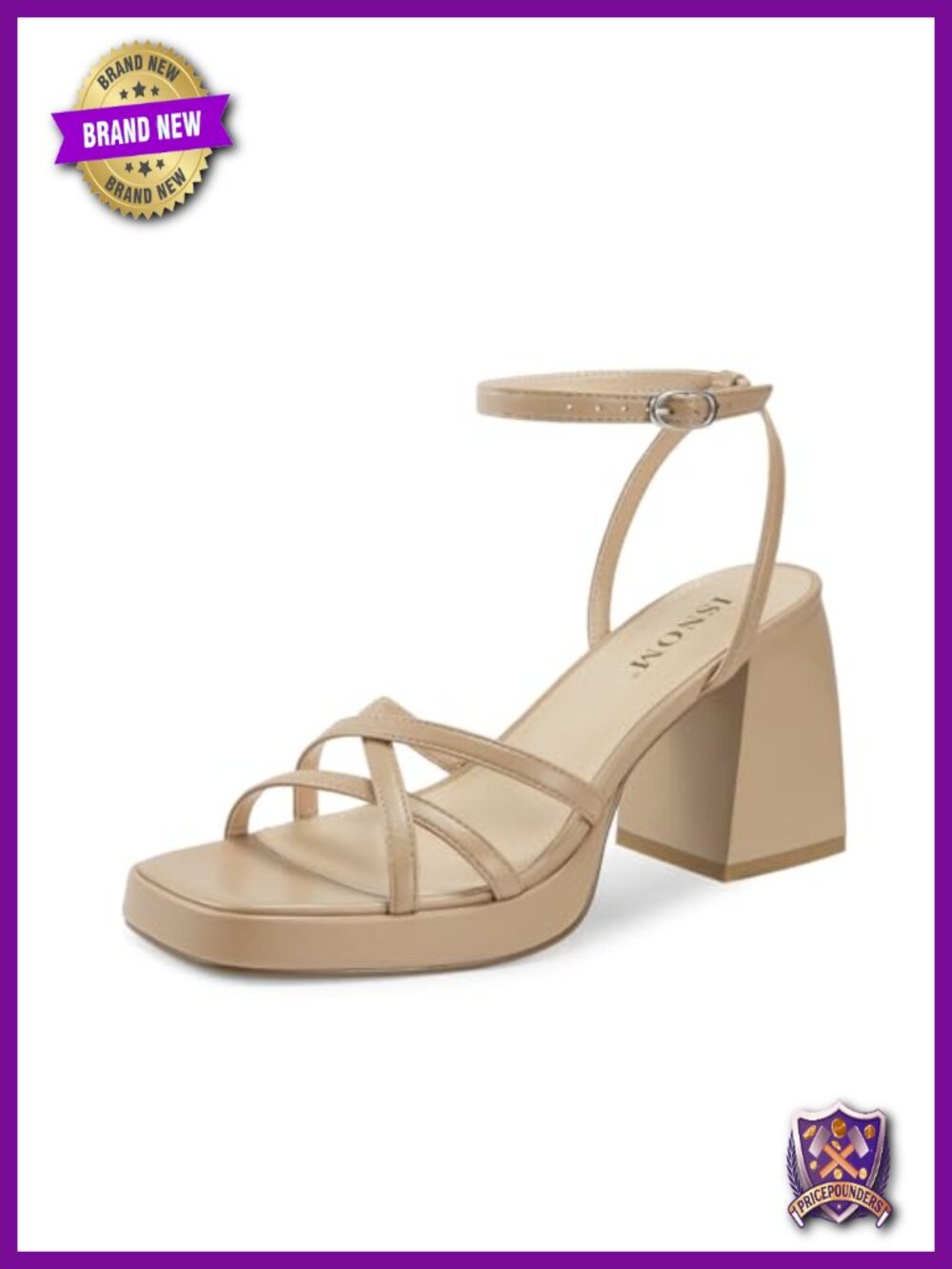 Platform Heels with Square Toe and Ankle Strap Chunky Sandals